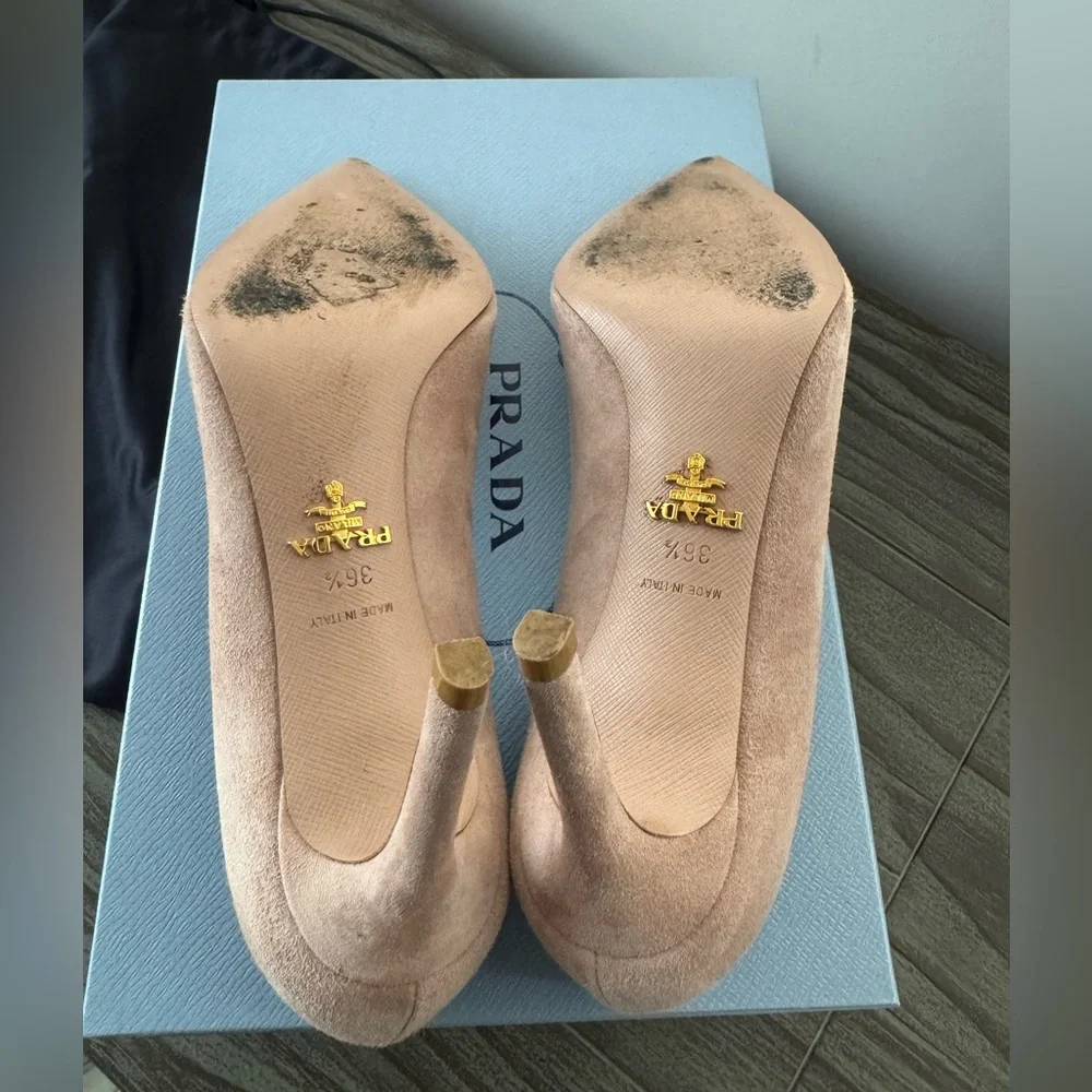 Prada Calzature Donna Suede Stiletto Nude Pumps - Picture 7 of 11